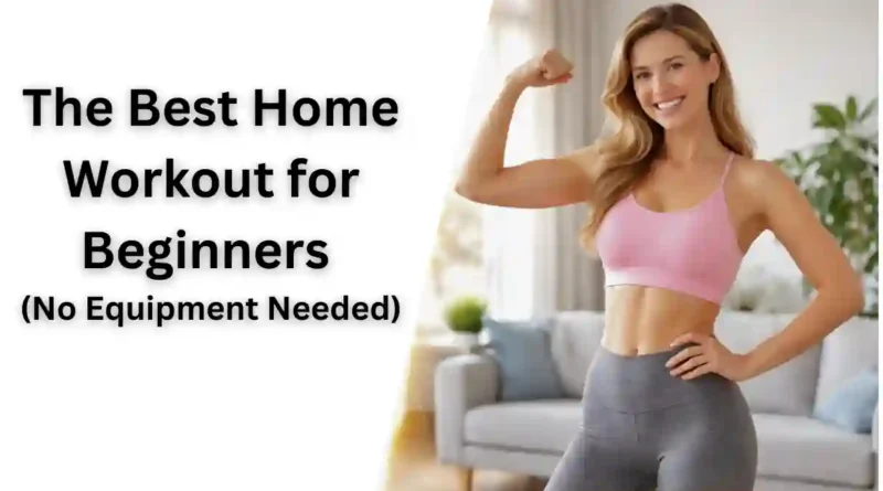 Woman starting her no-equipment home workout for beginners in a living room