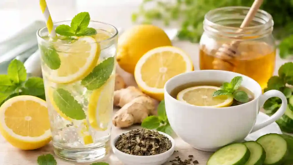 Daily hydration and detox drinks to support reducing belly fat naturally at home