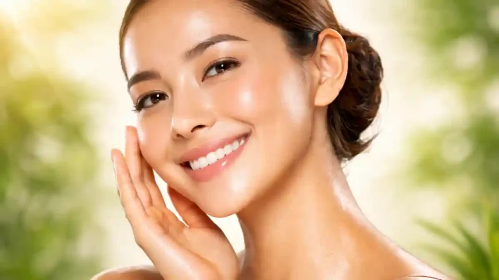 close-up of smooth, hydrated skin showing natural, glowing skin with even tone and healthy radiance