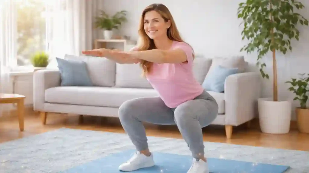 Proper form bodyweight squats for home workout for beginners no equipment